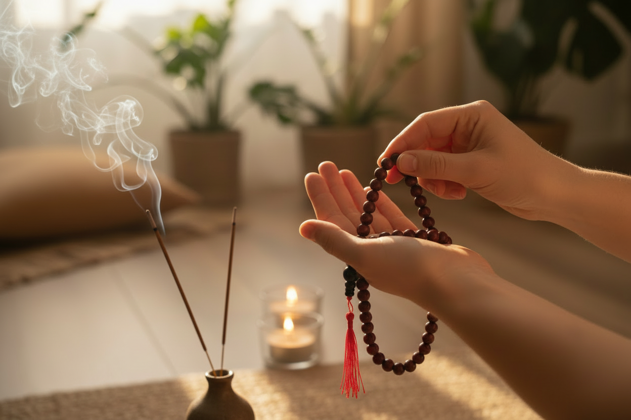 Red Jade Mala – Handcrafted in Dharamsala, India