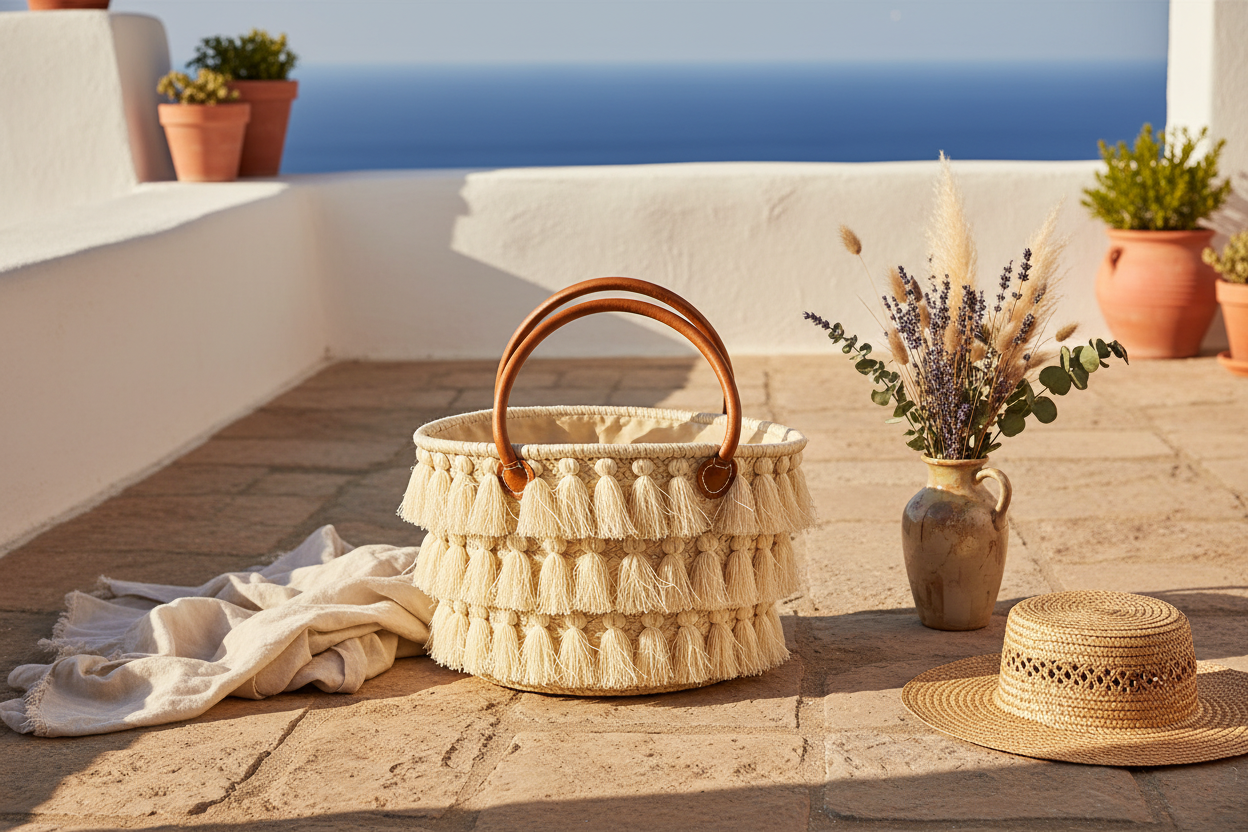 Artisan Tassel Basket Bag