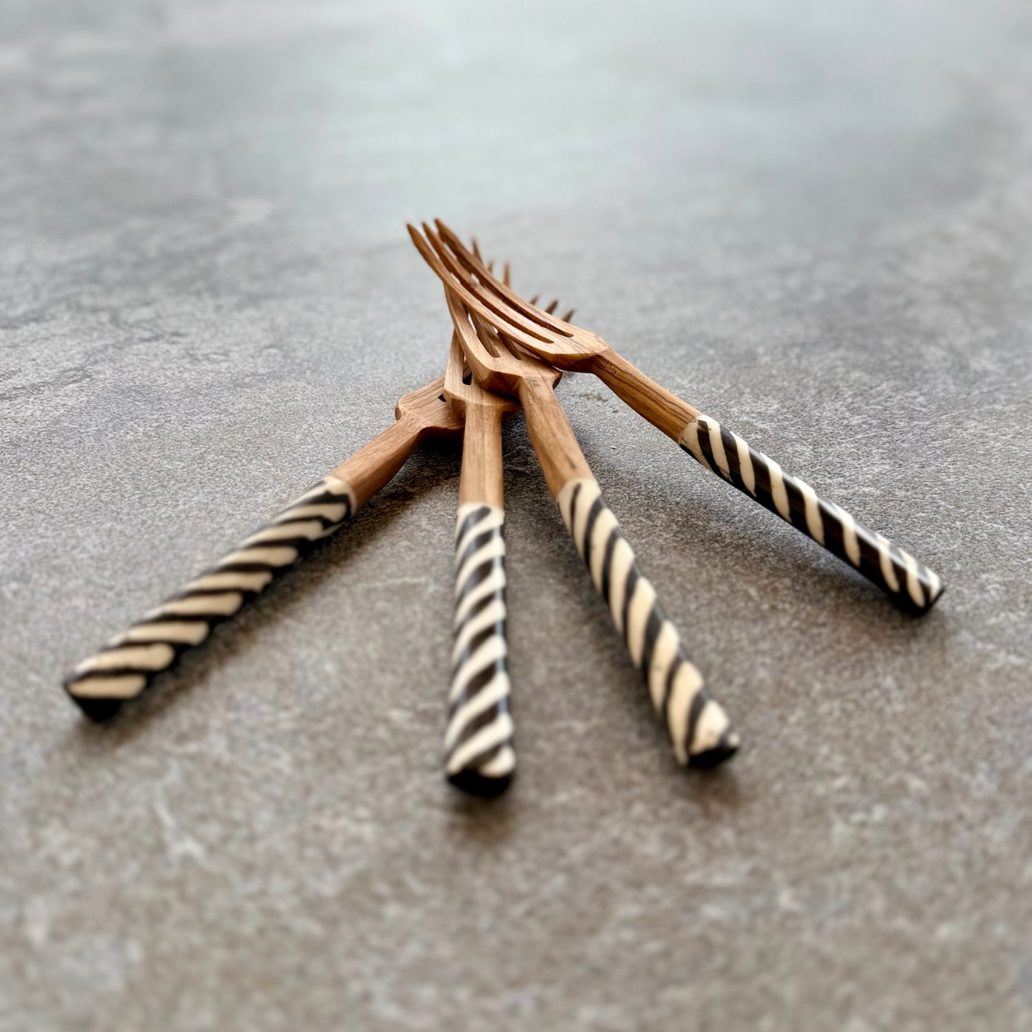 Kenyan Rosewood & Bone Inlay Fork 