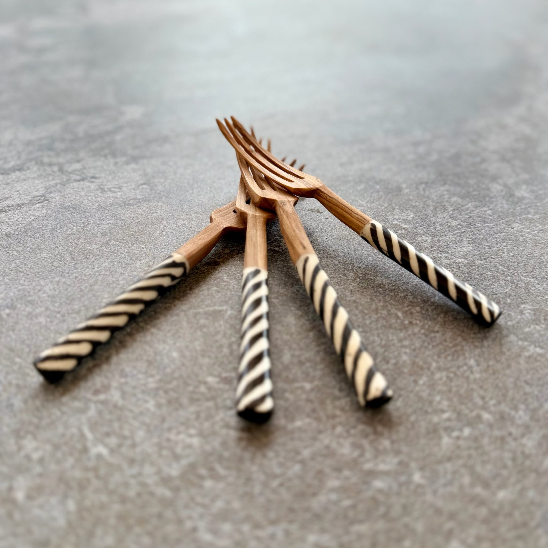 Kenyan Rosewood & Bone Inlay Fork 