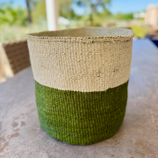 Kitui Basket - XL Handwoven (Ecru & Leaf Green)