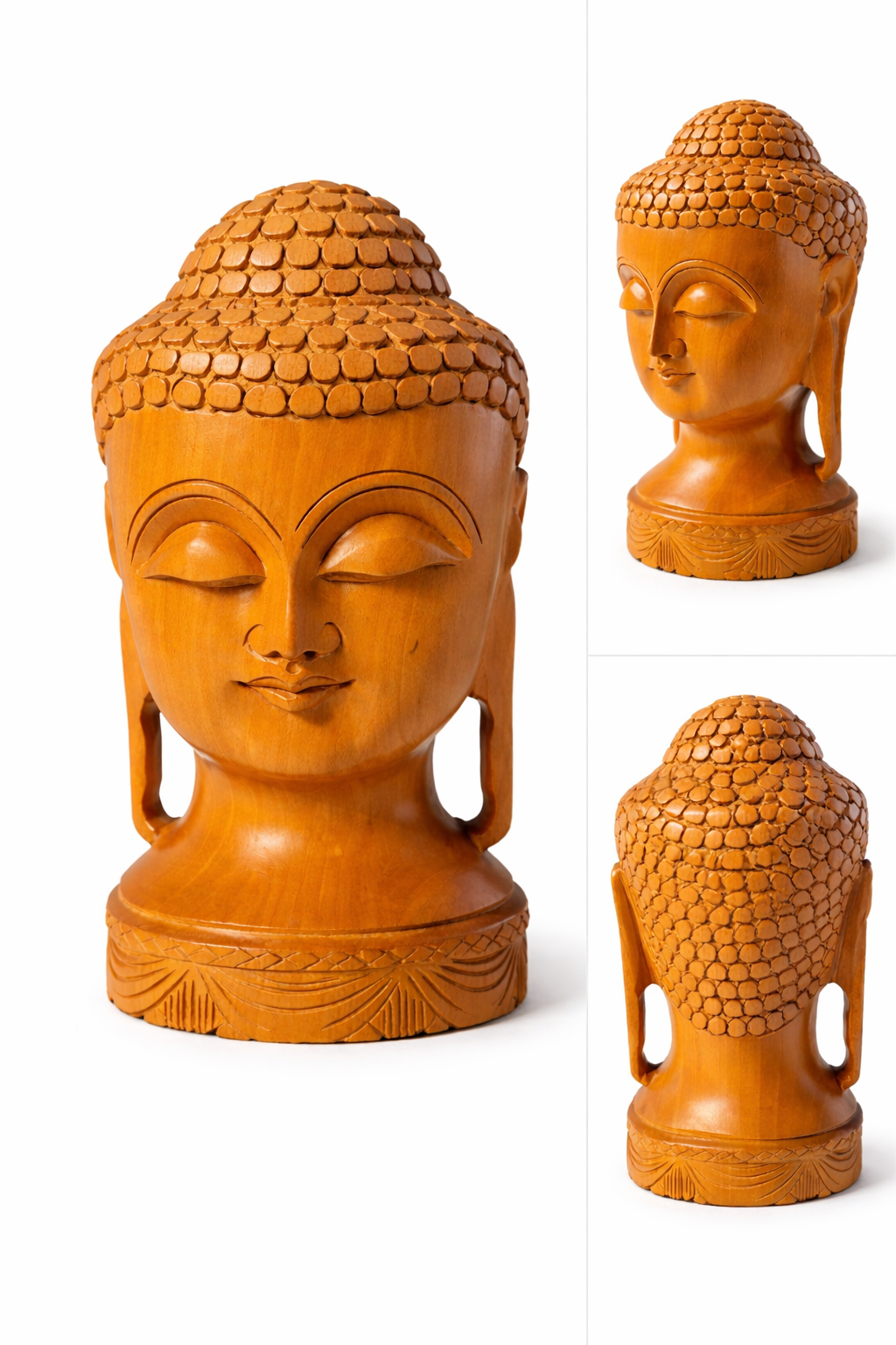 Hand-Carved Rosewood Buddha Head