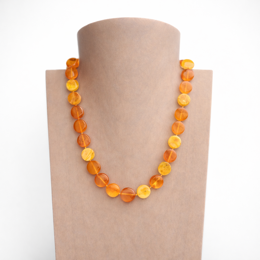 Raw Amber Medallion Bead Necklace