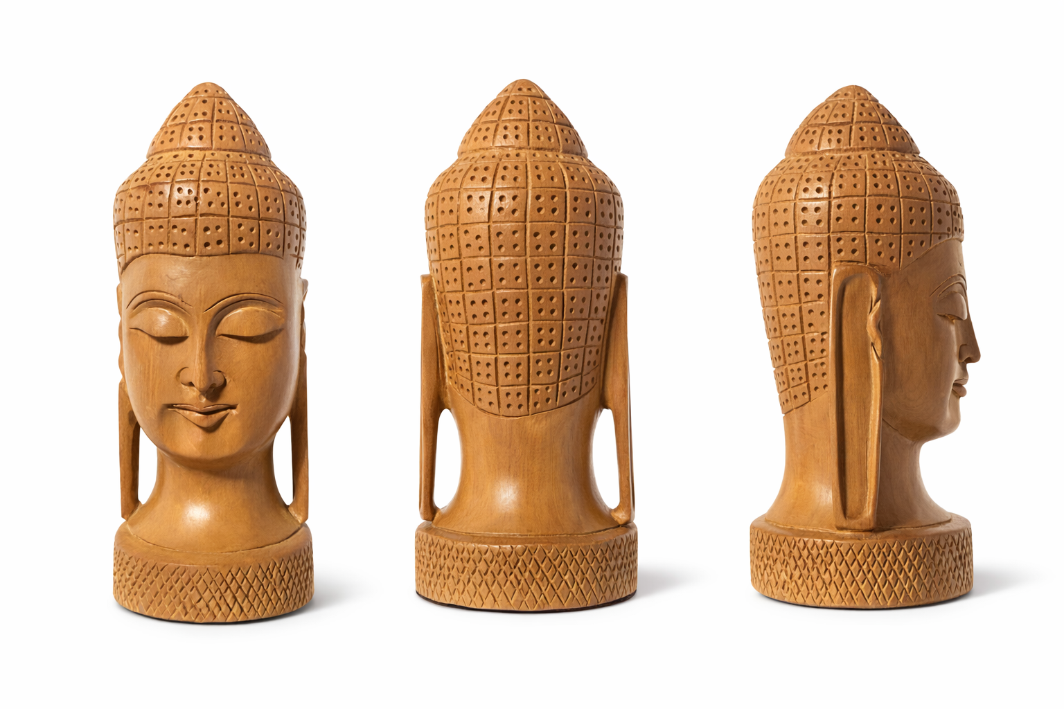 Hand-Carved Rosewood Buddha Head