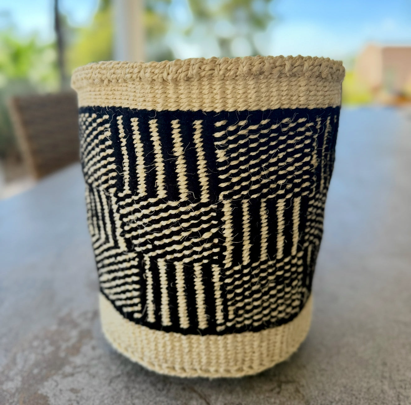 Kitui Basket - Medium Handwoven (Striped & Checkered Block Weave)