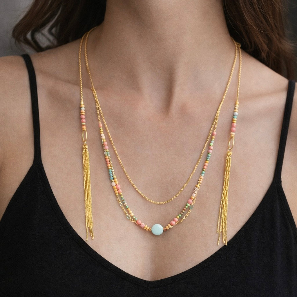 Dusk Gold Tassel Necklace