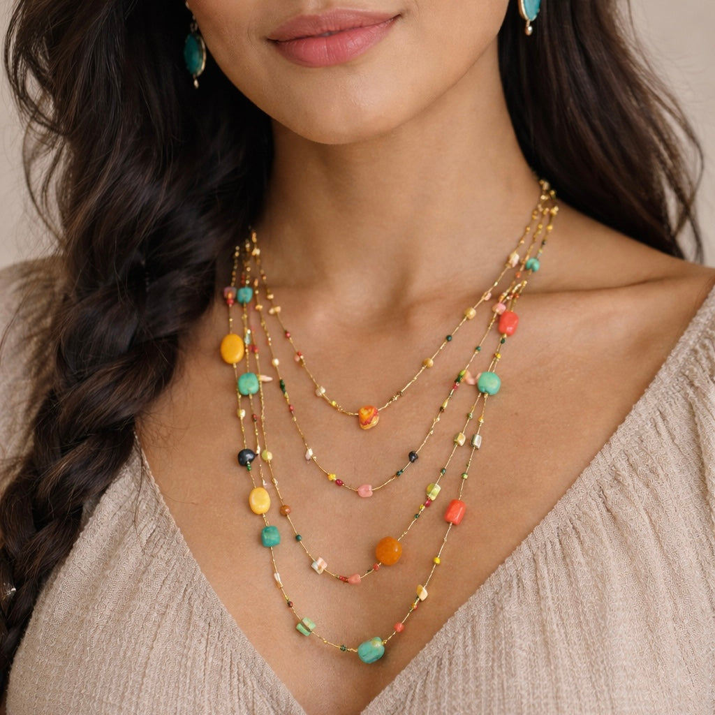 Jubilant Stone Beaded Necklace