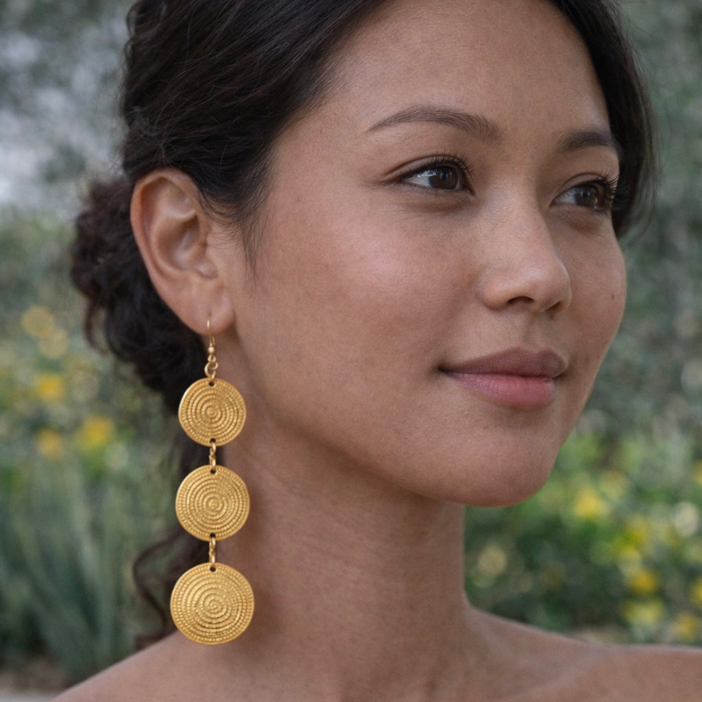 Asili Trio Brass Kenyan Earrings