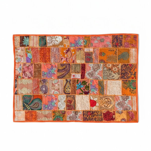 Saffron Aari Embroidered Patchwork Textile