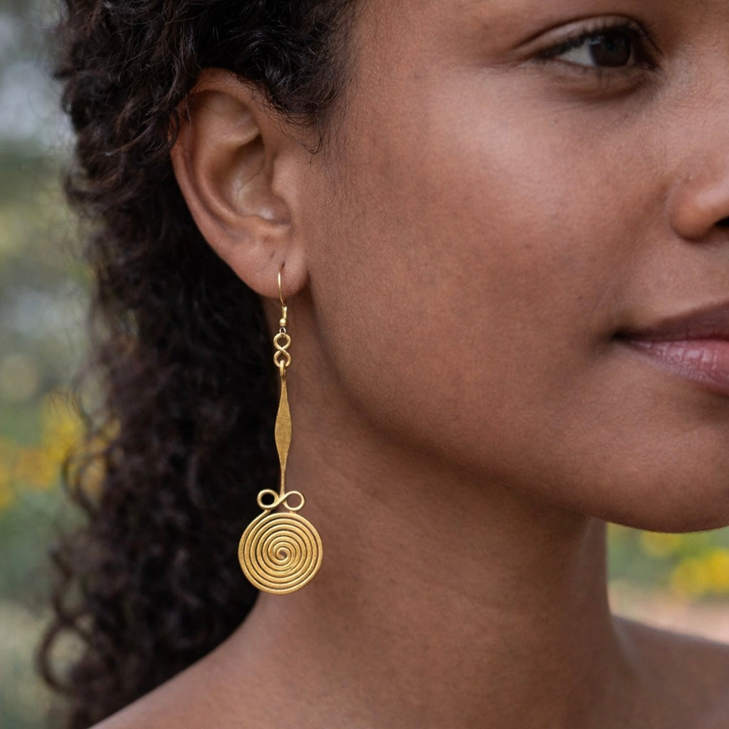 Infinity Spiral Kenyan Brass Earrings
