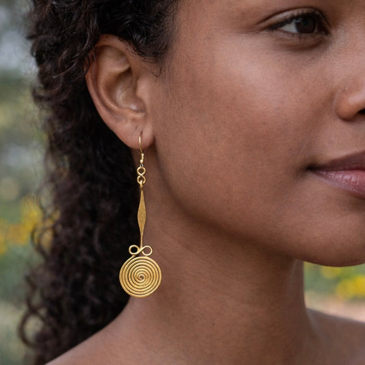 Infinity Spiral Kenyan Brass Earrings