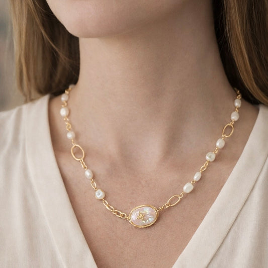 Honey Bee Gold & Pearl Necklace