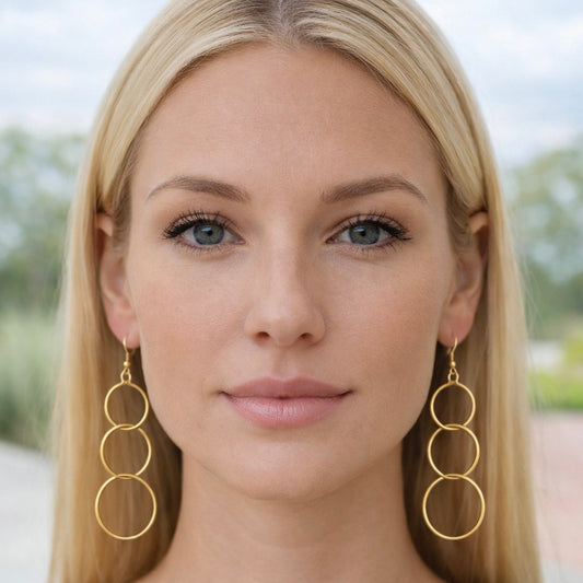 Triple Halo Drop Earrings