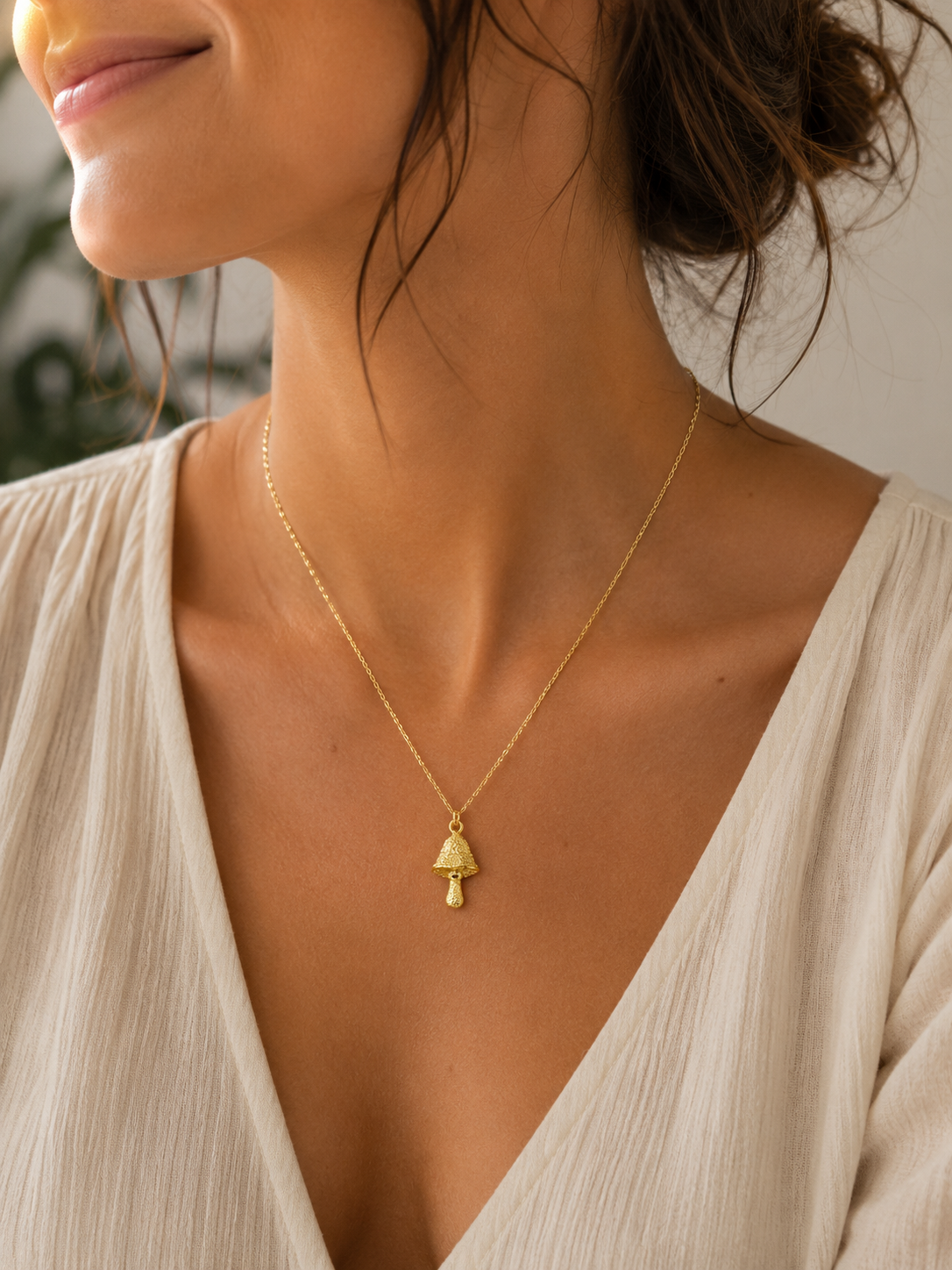 Golden Mushroom Charm