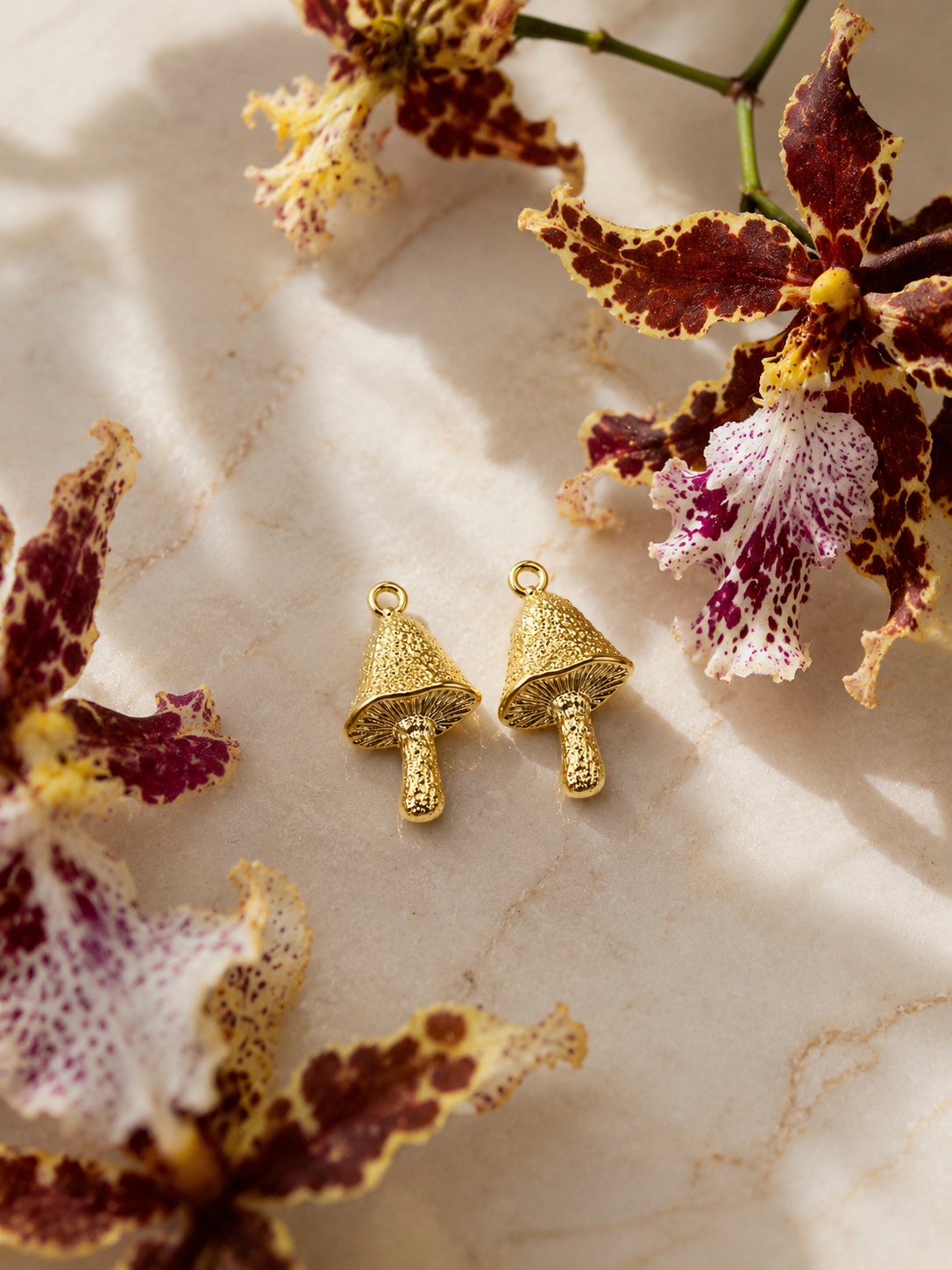 Golden Mushroom Charm