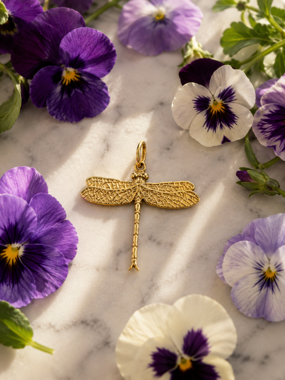 Glimmering Gold Dragonfly Charm