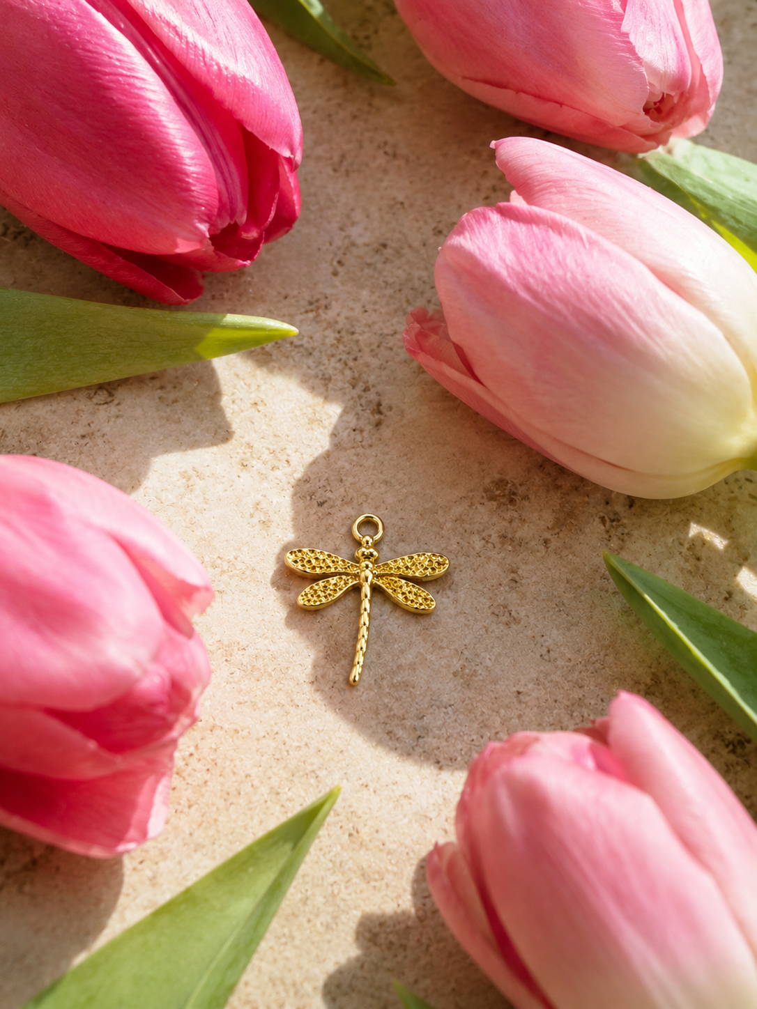 Shiny Gold Dragonfly Charm