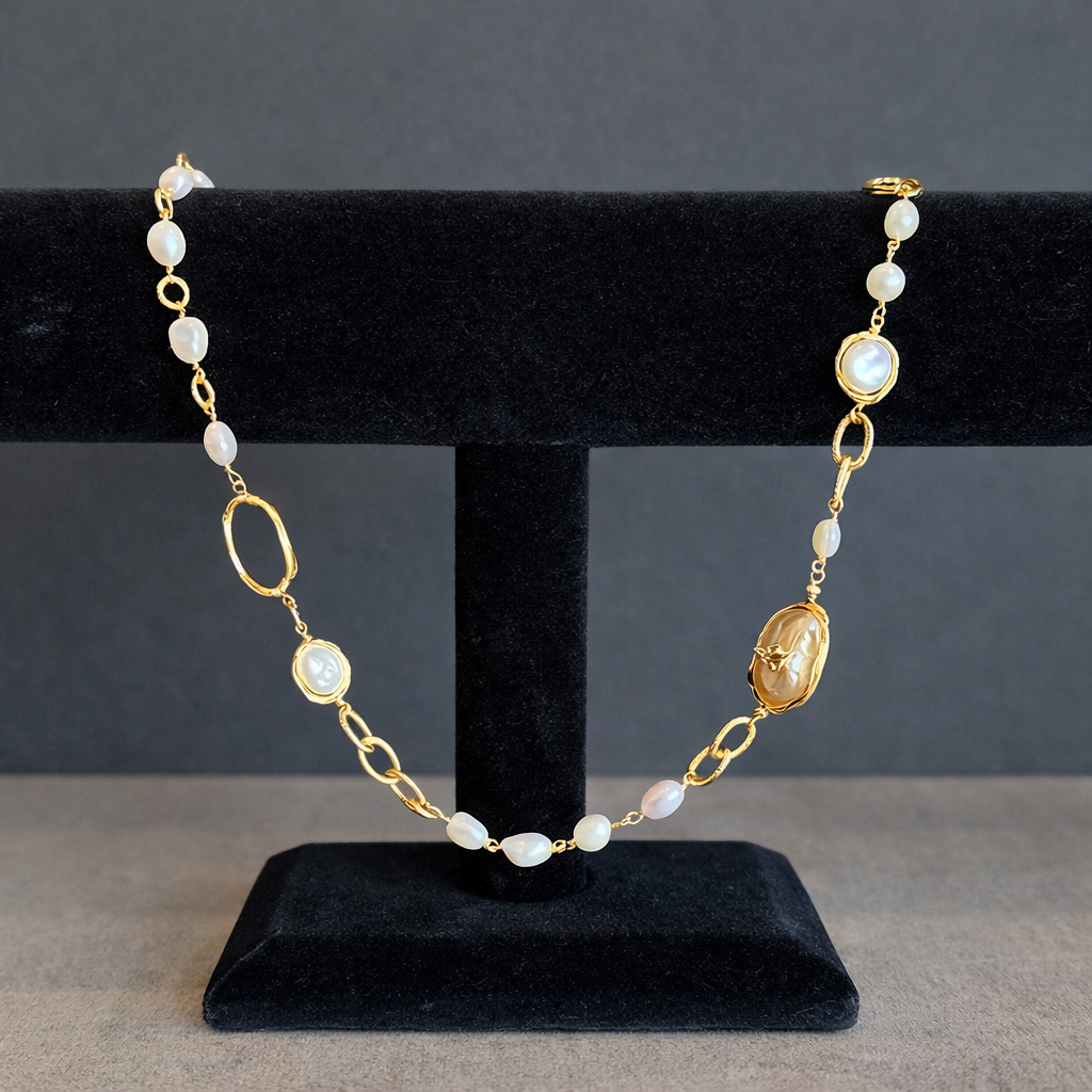 Honey Bee Gold & Pearl Necklace