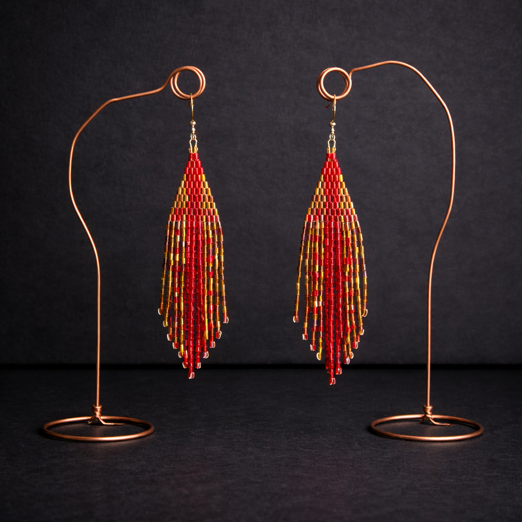 Hand-Beaded Fringe Earrings