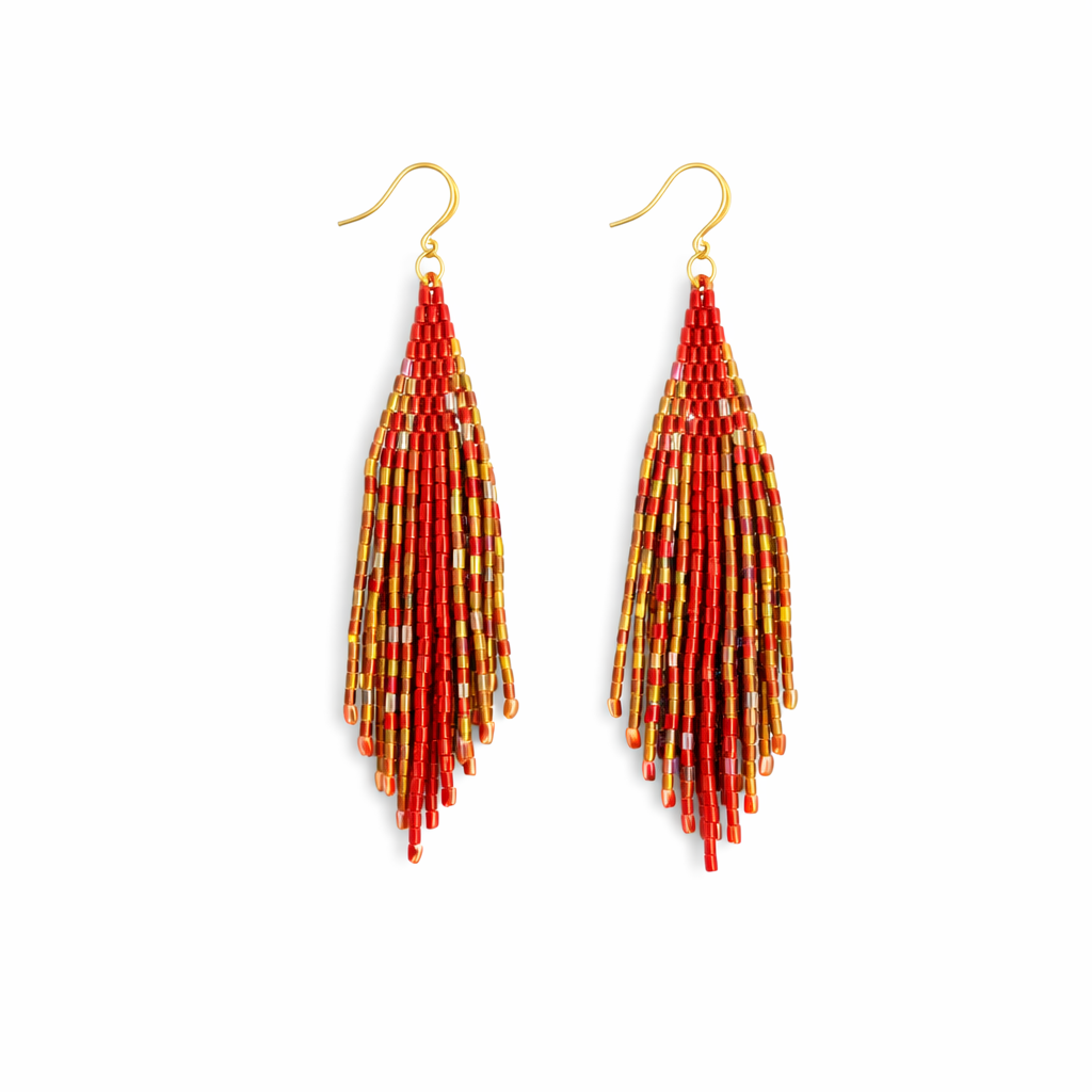 Hand-Beaded Fringe Earrings