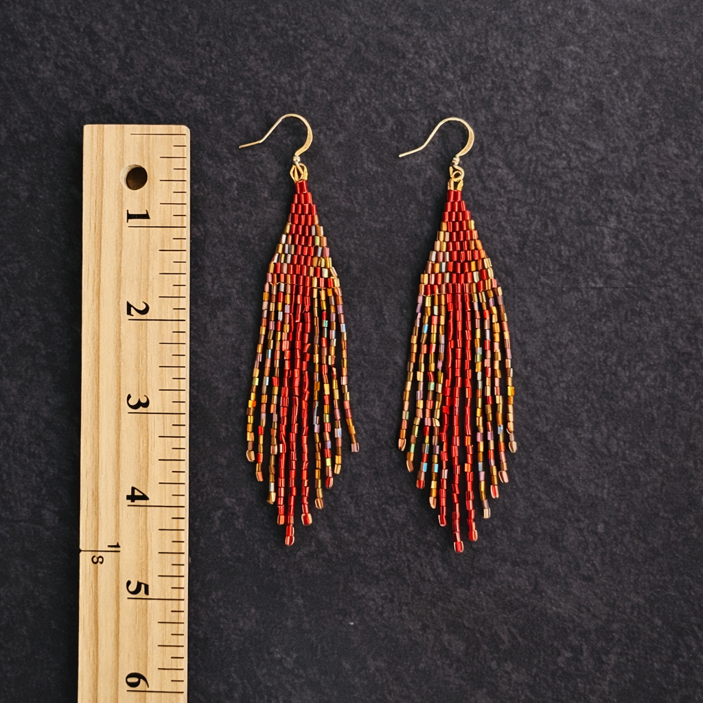 Hand-Beaded Fringe Earrings