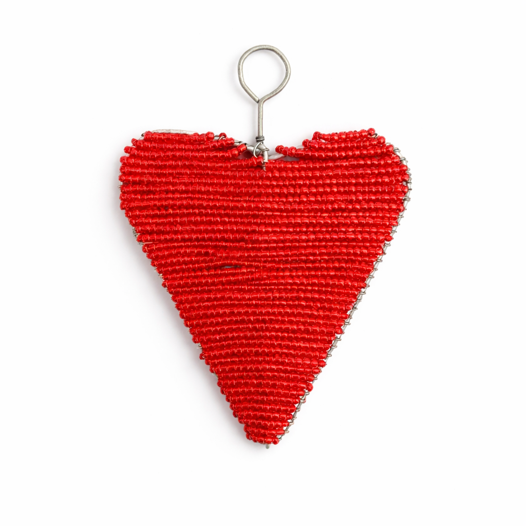 Hand-Beaded Red Heart Ornament ♥️