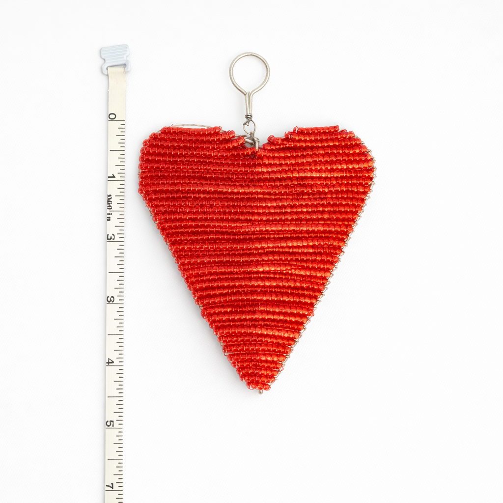 Hand-Beaded Red Heart Ornament ♥️