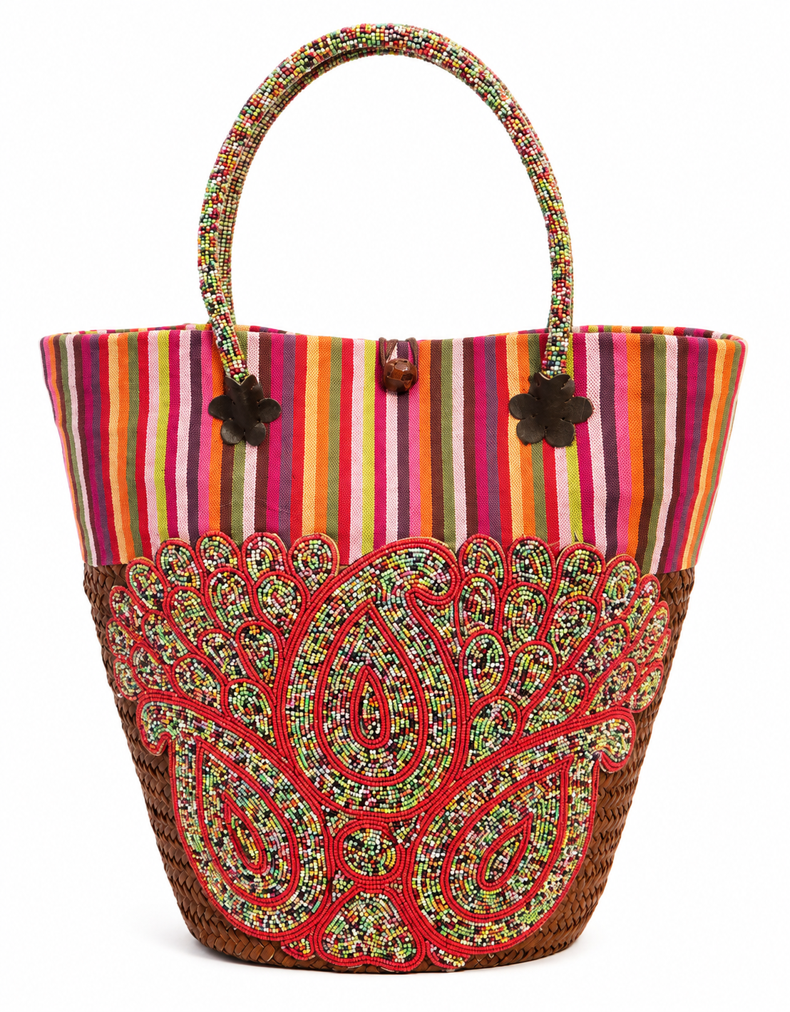 Rattan Mikeka Traditional Handbag (Hand Beaded & Woven)