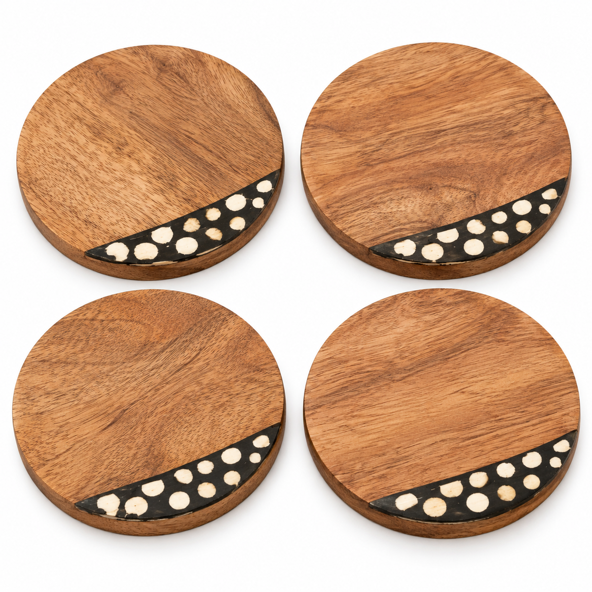 Rosewood & Bone Inlay Coaster Set – 4 Pack