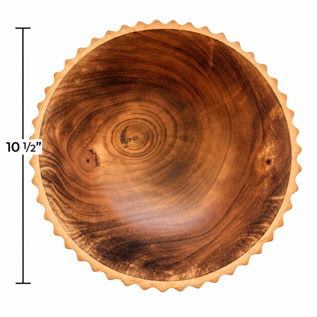 Thai Hand-Carved Mango Wood Ribbed Bowl