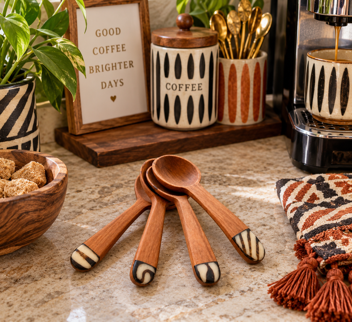 Kenyan Rosewood & Bone Inlay Mini Spoon