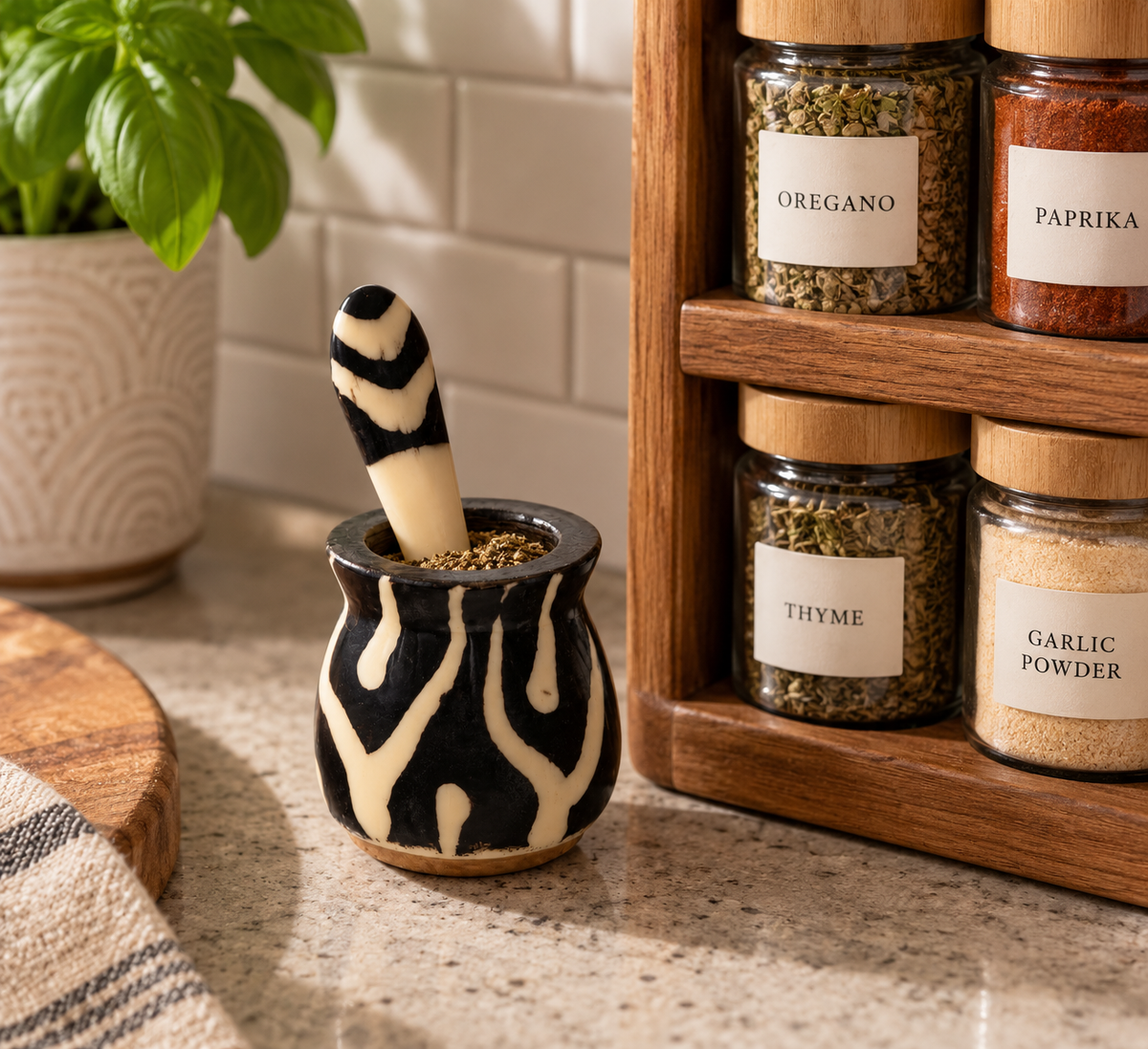 Mini Horn Spice Dish w/ Spoon