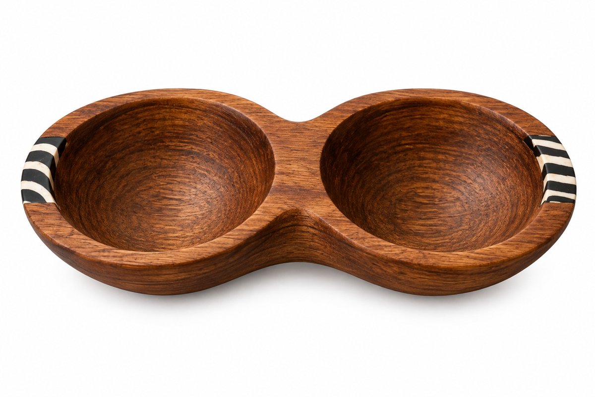 Kenyan Hand-Painted Bone Inlay Mini Duo Dish