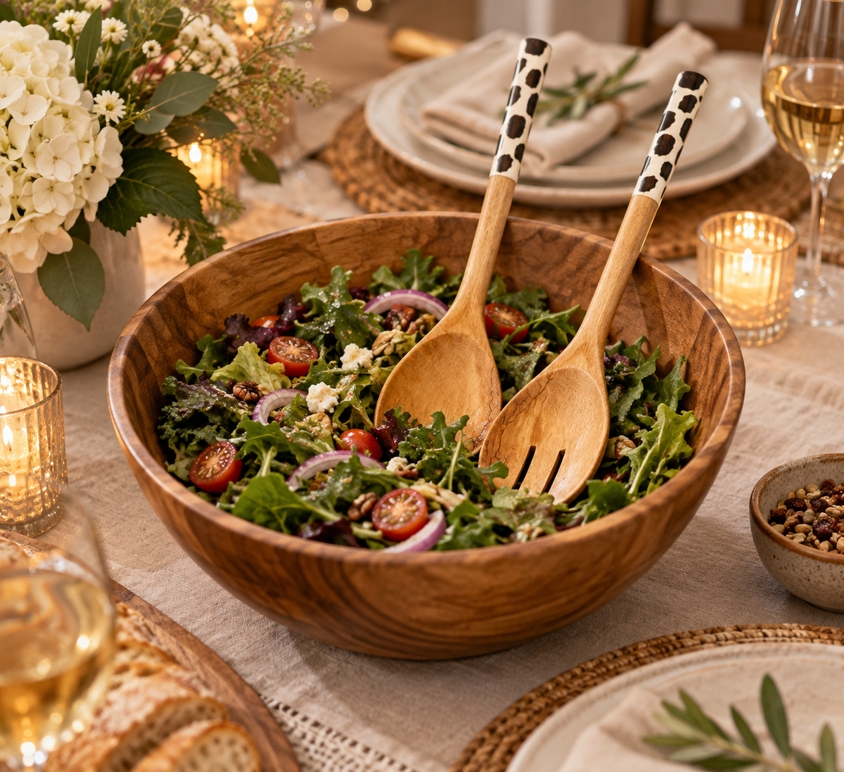 Kenyan Hand-Carved Wooden Salad Servers