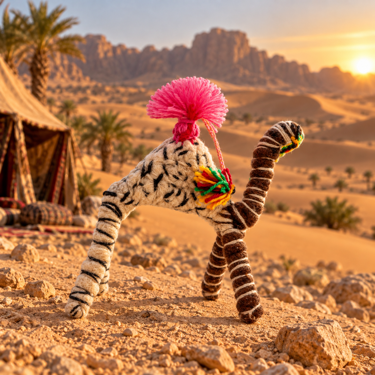Handmade Sahara Desert Camel - “Pinkie”