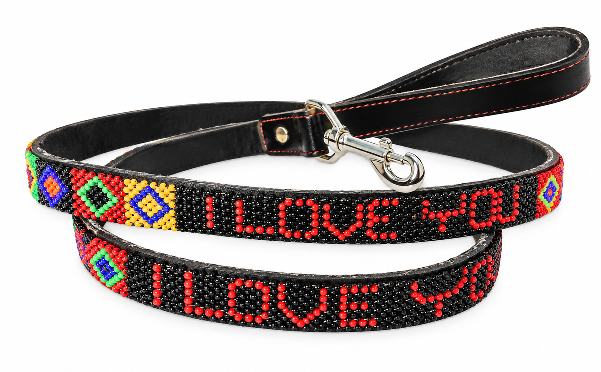 I Love You Beaded Dog Leash