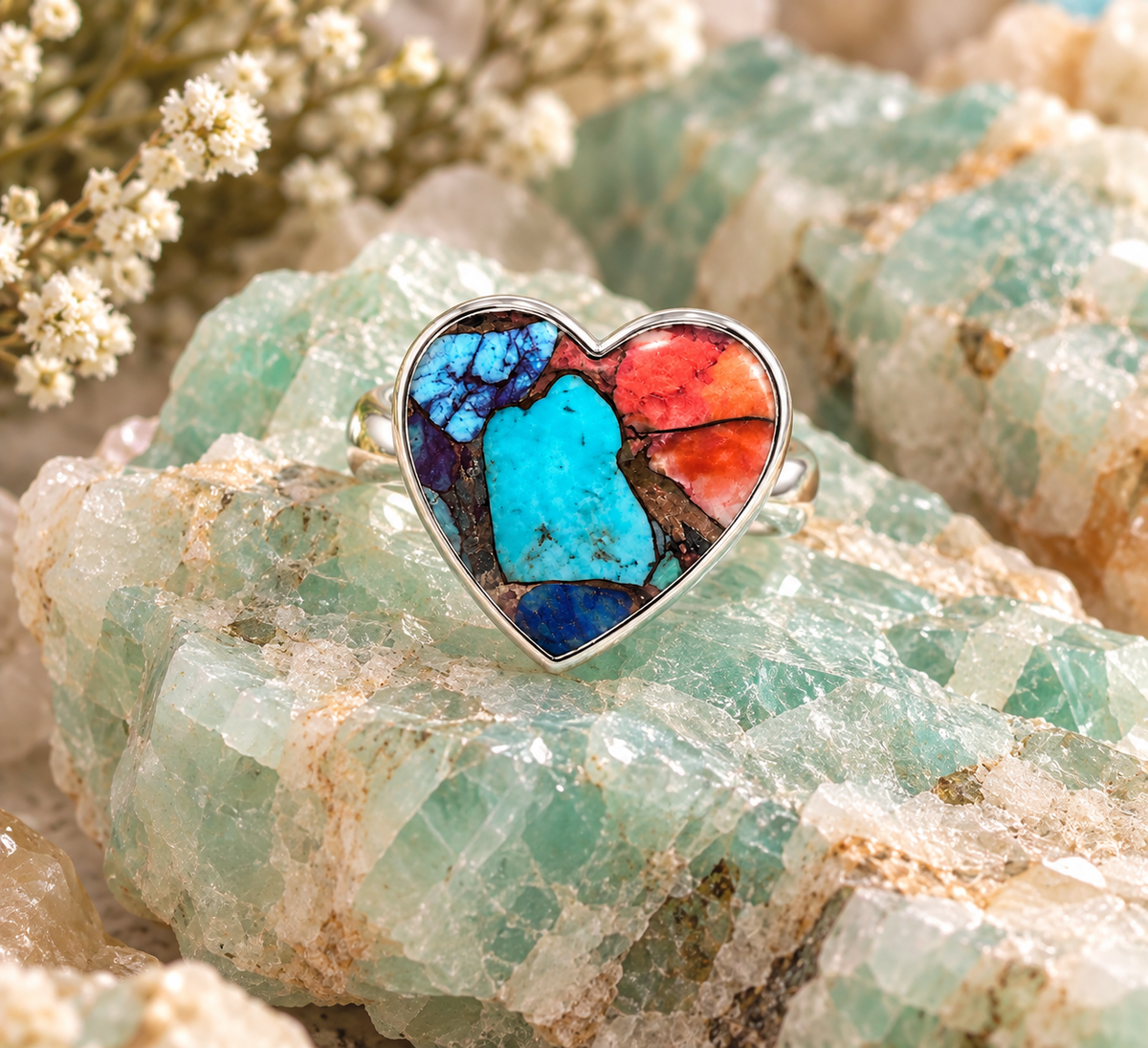 Turquoise Patchwork Ring