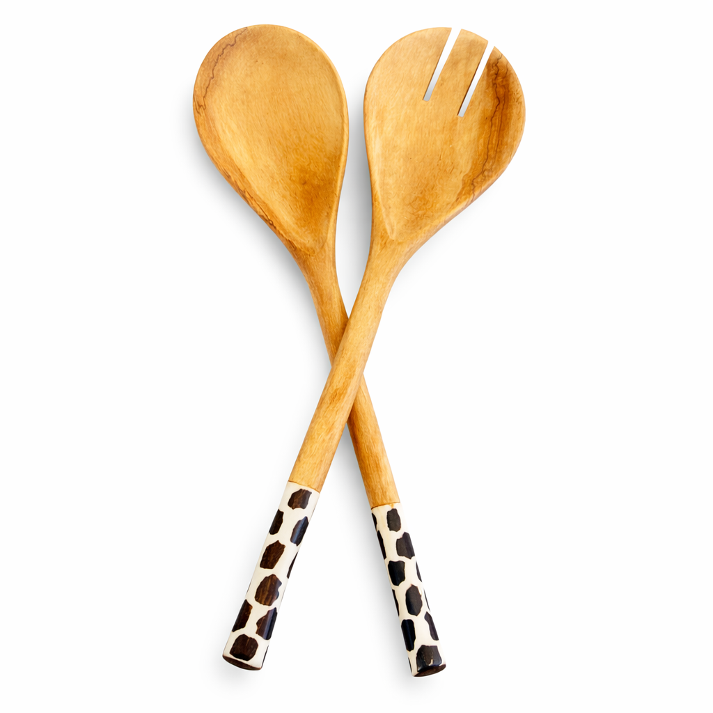Kenyan Hand-Carved Wooden Salad Servers