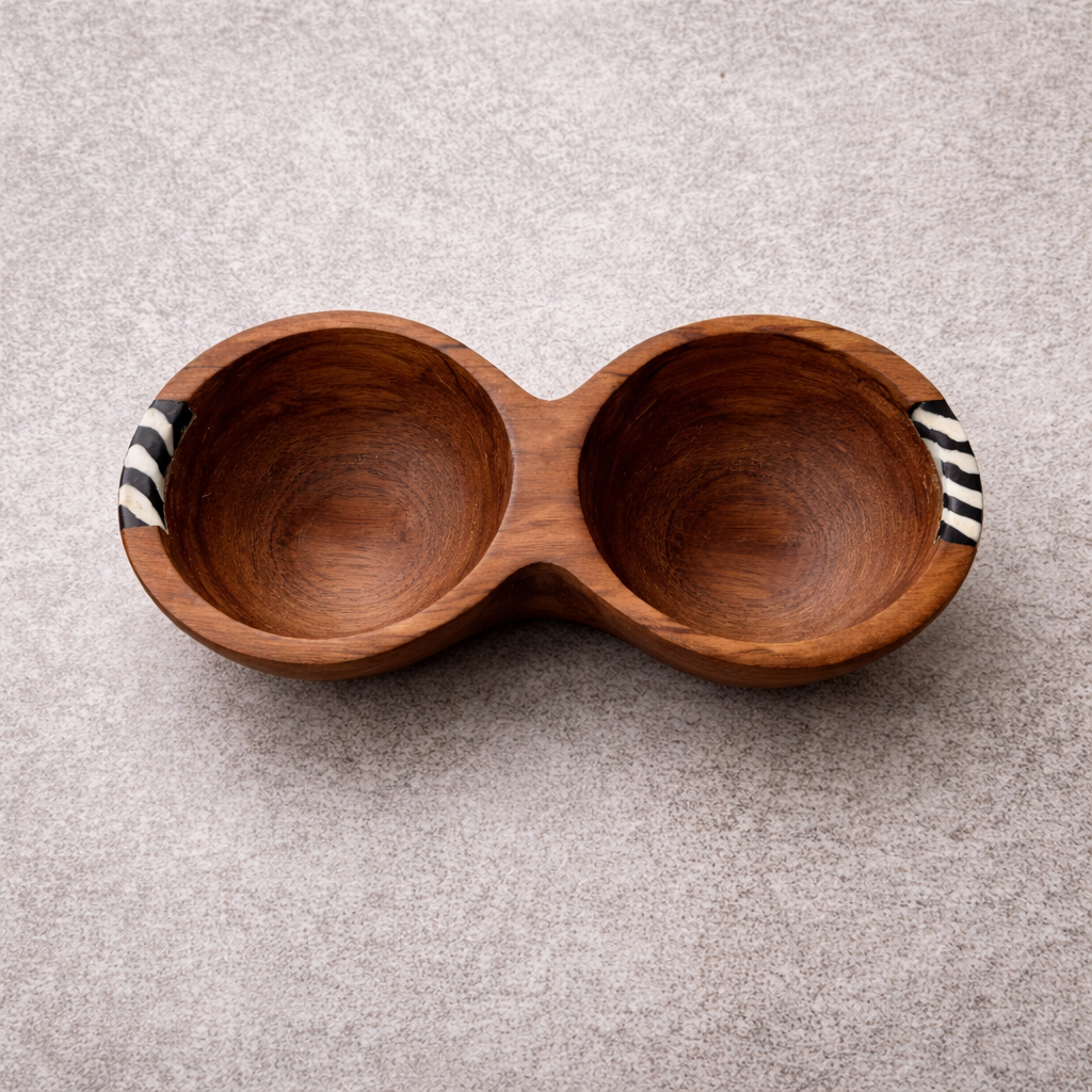 Kenyan Hand-Painted Bone Inlay Duo Dish