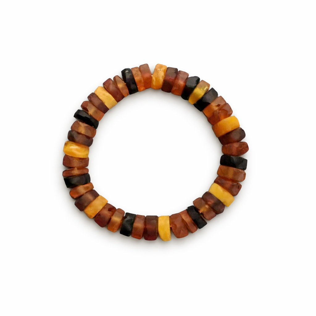 Raw Amber Medallion Bead Bracelet