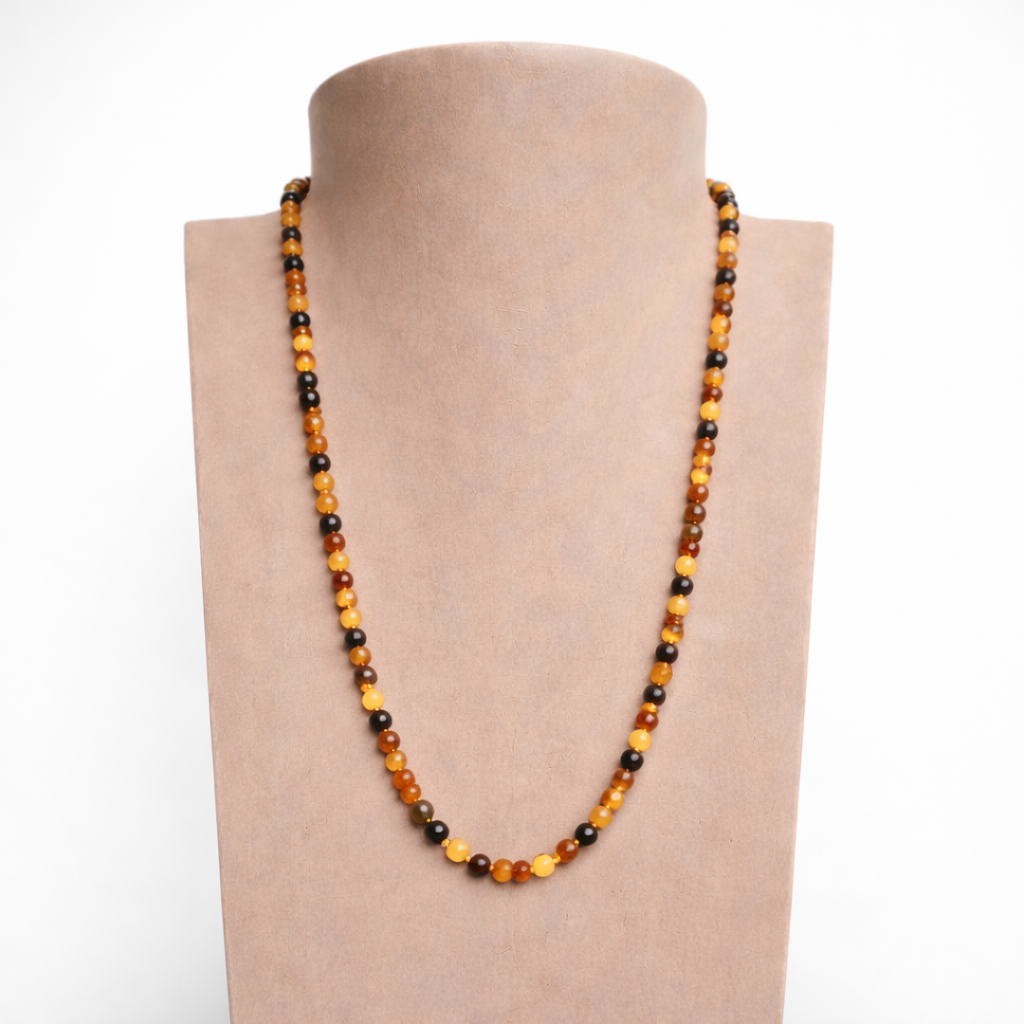Raw Amber Round Bead Necklace