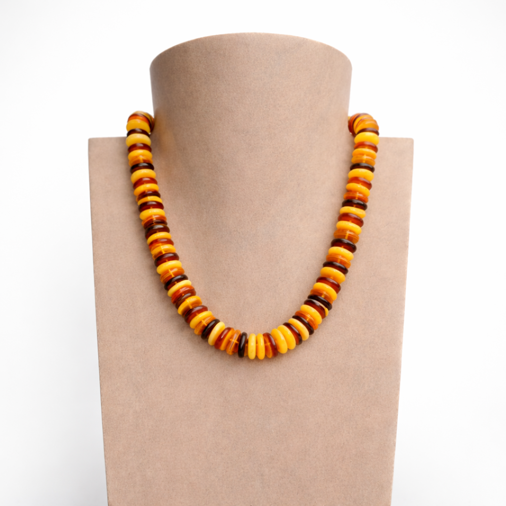 Raw Amber Cylinder Bead Necklace