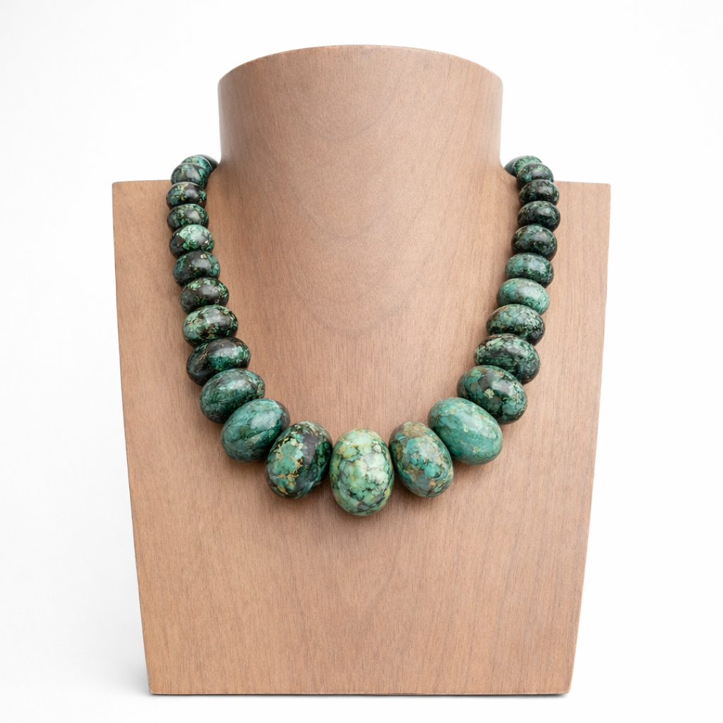 Natural Turquoise Graduated Smooth Rondelle Necklace Strand