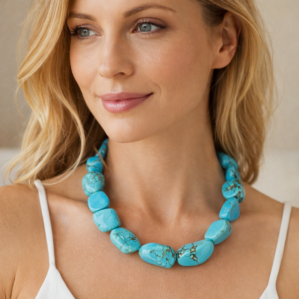 Large Turquoise Nugget Chunk Bead Strand