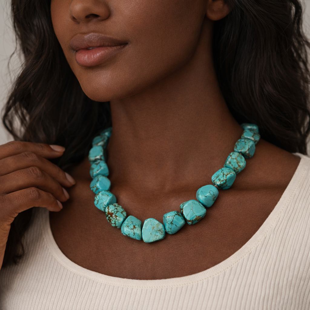 Medium Turquoise Nugget Bead Strand