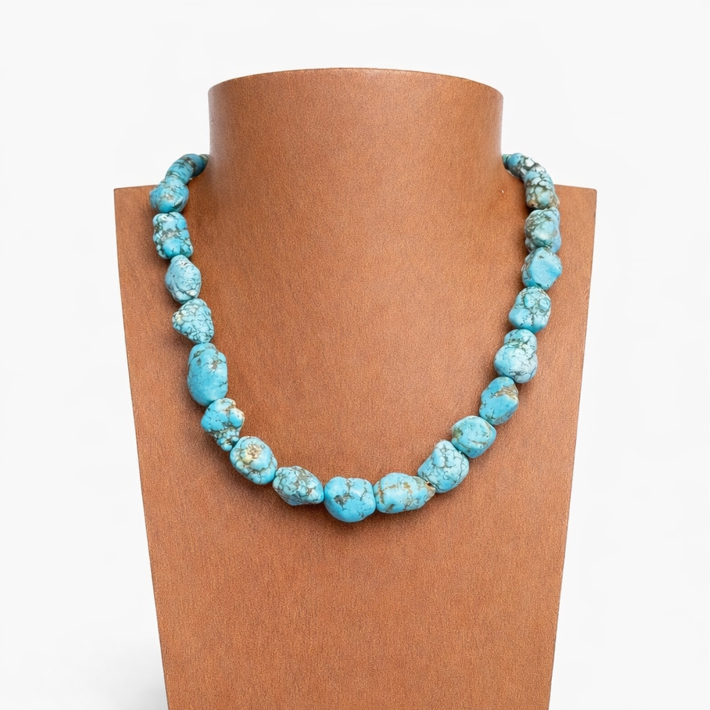 Natural Blue Turquoise Nugget Bead Strand