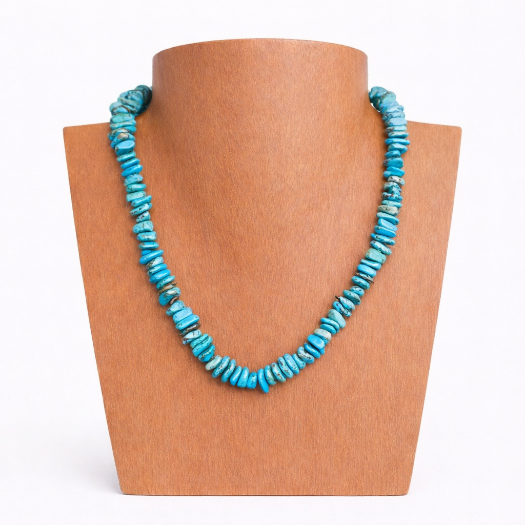 Blue Turquoise Nugget Bead Strand
(10–13mm Irregular Pebble Chips)