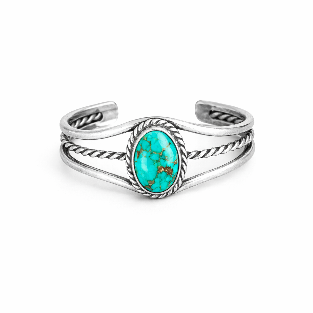 Baby Oval Turquoise Sterling Silver Bracelet Cuff