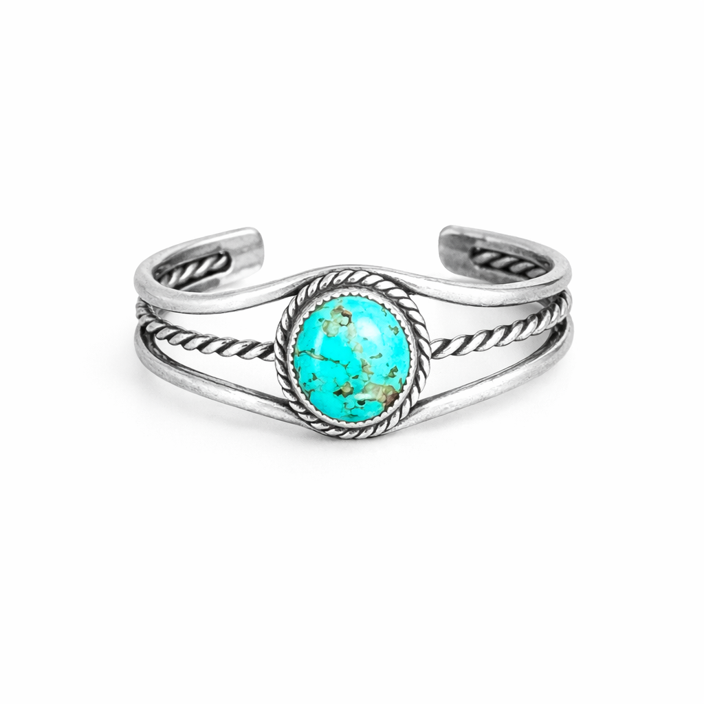 Baby Round Turquoise Sterling Silver Bracelet Cuff