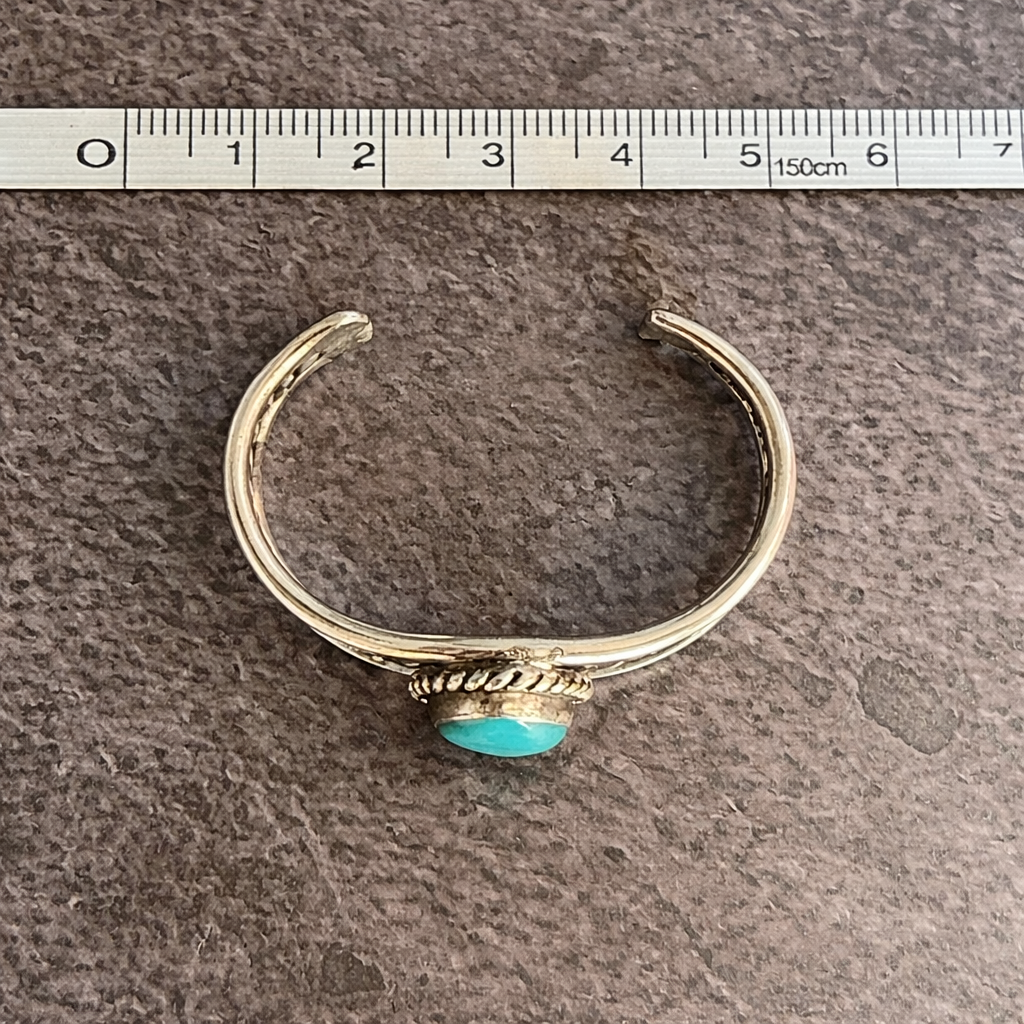 Baby Oval Turquoise Sterling Silver Bracelet Cuff